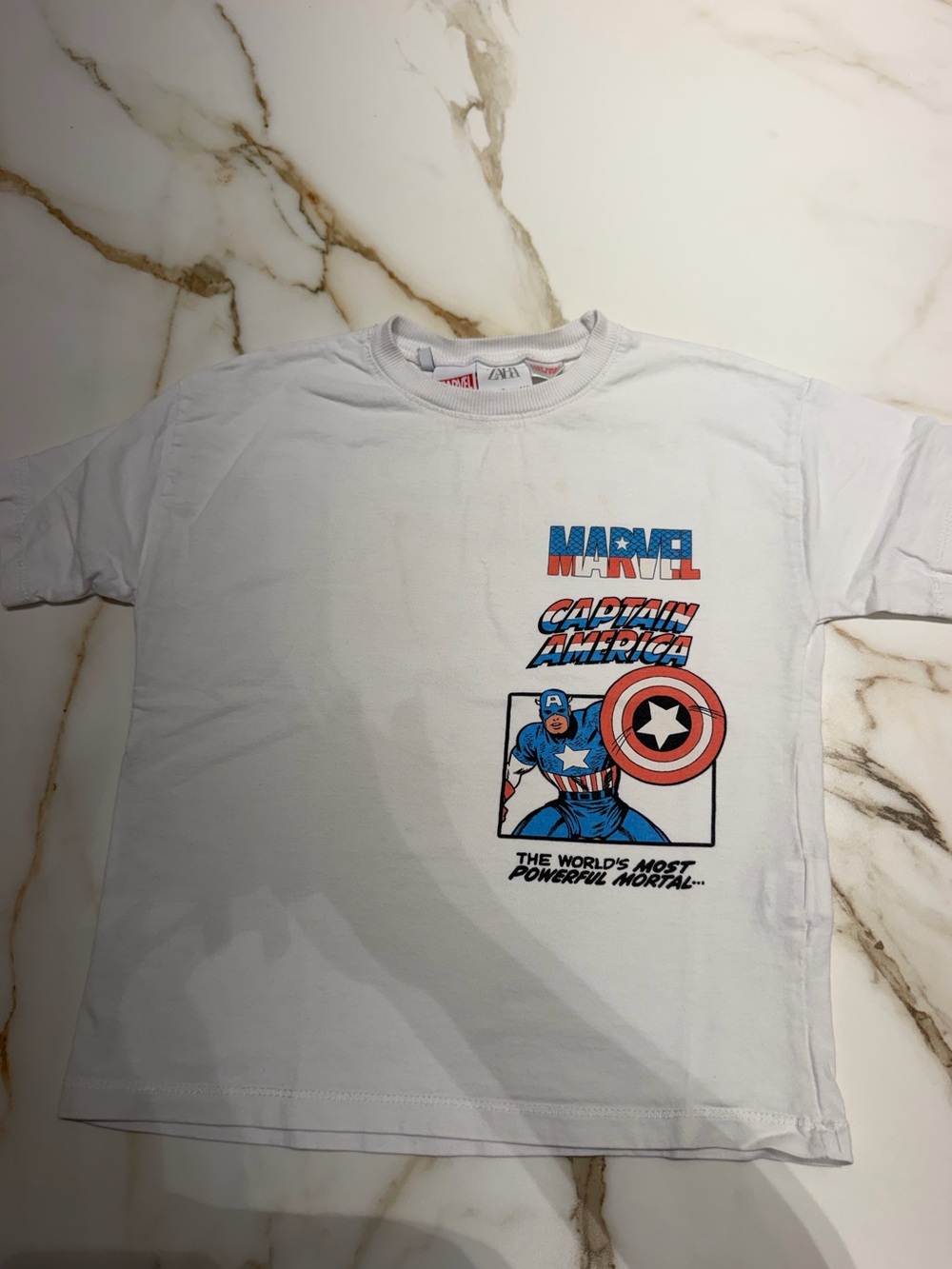 Zara-Marvel Captain America White Graphic Tee for Kids 5yr
